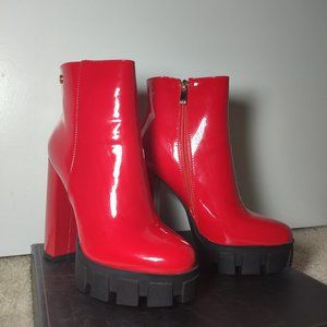 Red Modern High Heel Boots